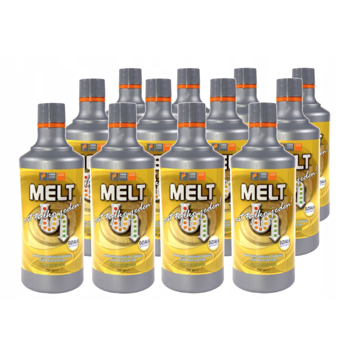 Zestaw 12x Melt do rur płyn do udrażniania kanalizacji Faren butelka 0,75L