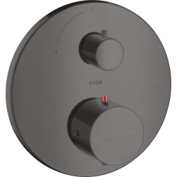 AX Starck Bateria termostatyczna z zaworem odcinającym do 1 odbiornika, podtynkowa, Czarny Chrom Szczotkowany