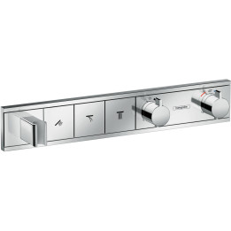 HG RainSelect Bateria termostatyczna do 3 odbiorników ze zintegrowanym przyłączem i uchwytem, podtynkowa, Chrom