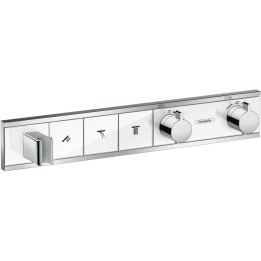 HG RainSelect Bateria termostatyczna do 3 odbiorników ze zintegrowanym przyłączem i uchwytem, podtynkowa, Biały/Chrom