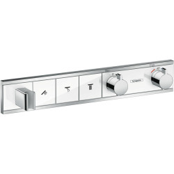 HG RainSelect Bateria termostatyczna do 3 odbiorników ze zintegrowanym przyłączem i uchwytem, podtynkowa, Biały/Chrom