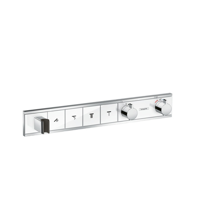 HG RainSelect Bateria termostatyczna do 4 odbiorników ze zintegrowanym przyłączem i uchwytem, podtynkowa, Biały/Chrom