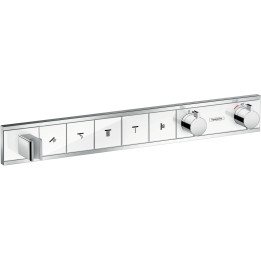 HG RainSelect Bateria termostatyczna do 5 odbiorników ze zintegrowanym przyłączem i uchwytem, podtynkowa, Biały/Chrom
