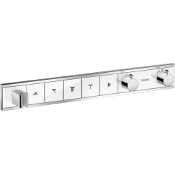 HG RainSelect Bateria termostatyczna do 5 odbiorników ze zintegrowanym przyłączem i uchwytem, podtynkowa, Biały/Chrom