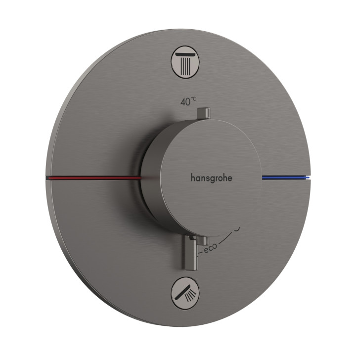 HG ShowerSelect Comfort S Bateria termostatyczna do 2 odbiorników, podtynkowa, Czarny Chrom Szczotkowany