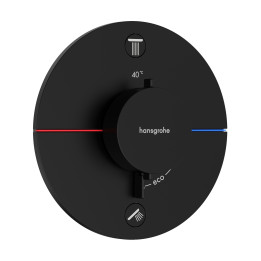 HG ShowerSelect Comfort S Bateria termostatyczna do 2 odbiorników zgodna z normą EN 1717, podtynkowa, Czarny Matowy
