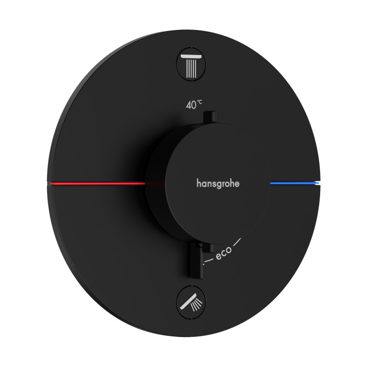 HG ShowerSelect Comfort S Bateria termostatyczna do 2 odbiorników zgodna z normą EN 1717, podtynkowa, Czarny Matowy