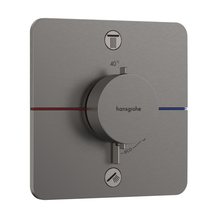 HG ShowerSelect Comfort Q Bateria termostatyczna do 2 odbiorników zgodna z normą EN 1717, podtynkowa, Czarny Chrom Szczotkowany