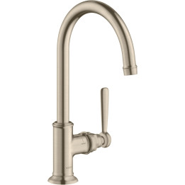 AX Montreux Jednouchwytowa bateria umywalkowa 210 z uchwytem jednoramiennym i niezamykanym kompletem odpływowym, Nikiel Szczotko