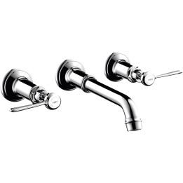 AX Montreux 3-otworowa bateria umywalkowa z uchwytami jednoramiennymi i wylewką 165 - 225 mm, ścienna, podtynkowa, Chrom