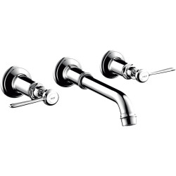 AX Montreux 3-otworowa bateria umywalkowa z uchwytami jednoramiennymi i wylewką 165 - 225 mm, ścienna, podtynkowa, Chrom