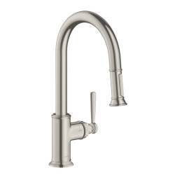 AX Montreux Jednouchwytowa bateria kuchenna 180 z wyciąganą wylewką, Stal Szlachetna Finish
