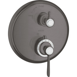 AX Montreux Bateria termostatyczna z uchwytem jednoramiennym i zaworem odcinającym do 1 odbiornika, podtynkowa, Czarny Chrom Szc