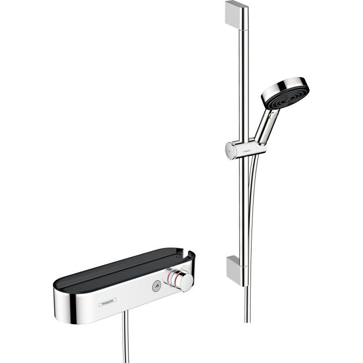 HG Pulsify Select S System prysznicowy 105 3jet Relaxation z drążkiem 65 cm i termostatyczną baterią prysznicową, natynkowy, Chr