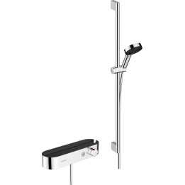 HG Pulsify Select S System prysznicowy 105 3jet Relaxation z drążkiem 90 cm i termostatyczną baterią prysznicową, natynkowy, Chr