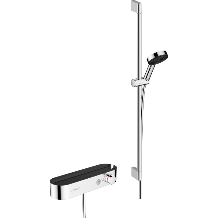 HG Pulsify Select S System prysznicowy 105 3jet Relaxation z drążkiem 90 cm i termostatyczną baterią prysznicową, natynkowy, Chr