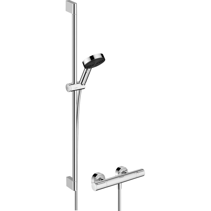 HG Pulsify Select S System prysznicowy 105 3jet Relaxation EcoSmart z drążkiem 90 cm i termostatyczną baterią Ecostat Element, n