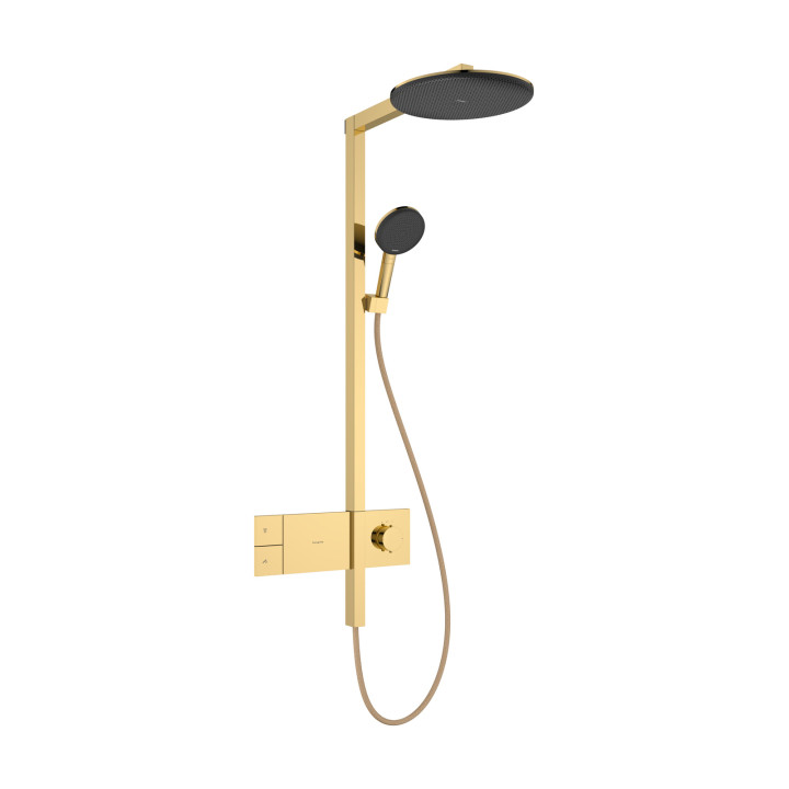 HG Raindance Alive S Komplet prysznicowy 300 1jet EcoSmart z termostatem ShowerSelect Comfort, Złoty Optyczny Polerowany