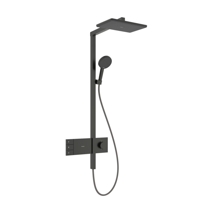 HG Raindance Alive Q Komplet prysznicowy 210/340 2jet EcoSmart z termostatem ShowerSelect Comfort, Czarny Chrom Szczotkowany