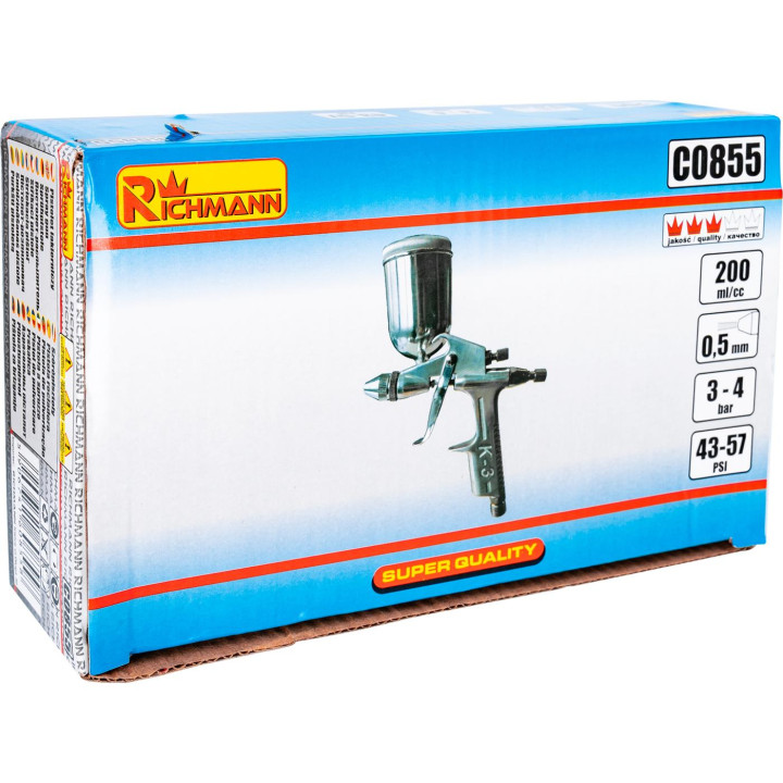 PISTOLET LAKIERNICZY MINI DO ZAPRAWEK 0,2 L DYSZA 0,5 MM
