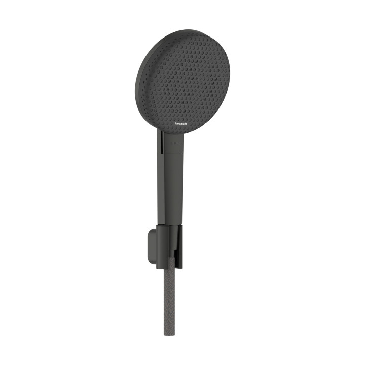 HG Raindance Alive Select S Punktowy zestaw prysznicowy 125 3jet EcoSmart z tekstylnym wężem Designflex 160 cm, Czarny Chrom Szc