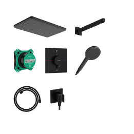 HG Raindance Alive Q System prysznicowy 210/340 1jet z baterią termostatyczną i iBox universal 2, podtynkowy, Czarny Matowy