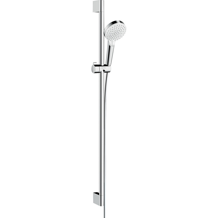 HG Crometta Zestaw prysznicowy 100 Vario EcoSmart z drążkiem 90 cm, Biały/Chrom