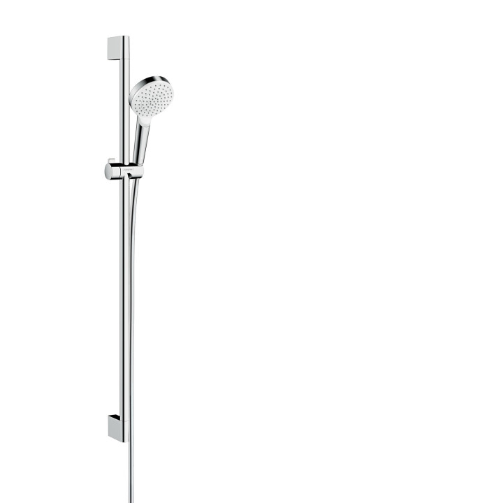 HG Crometta Zestaw prysznicowy 100 1jet EcoSmart z drążkiem 90 cm, Biały/Chrom