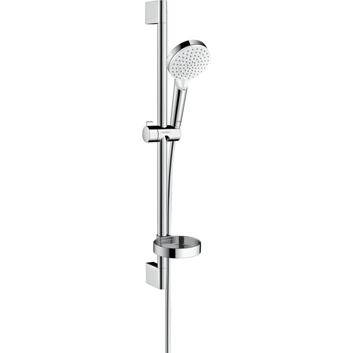 HG Crometta Zestaw prysznicowy 100 Vario z drążkiem 65 cm i mydelniczką, Biały/Chrom