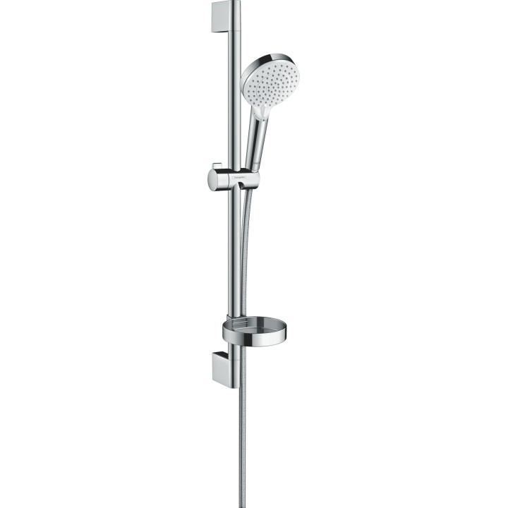 HG Crometta Zestaw prysznicowy 100 Vario z drążkiem 65 cm i mydelniczką, Biały/Chrom