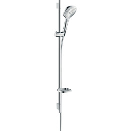 HG Raindance Select E Zestaw prysznicowy 120 3jet EcoSmart z drążkiem 90 cm i mydelniczką, Biały/Chrom