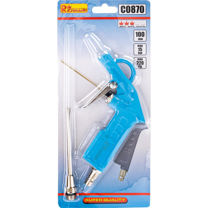 Pistolet do przedmuchiwania z dyszą 100 mm, aluminiowy, 15 bar