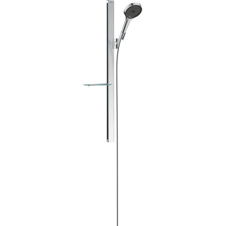 HG Rainfinity Zestaw prysznicowy 130 3jet EcoSmart z drążkiem 90cm i półką, Chrom