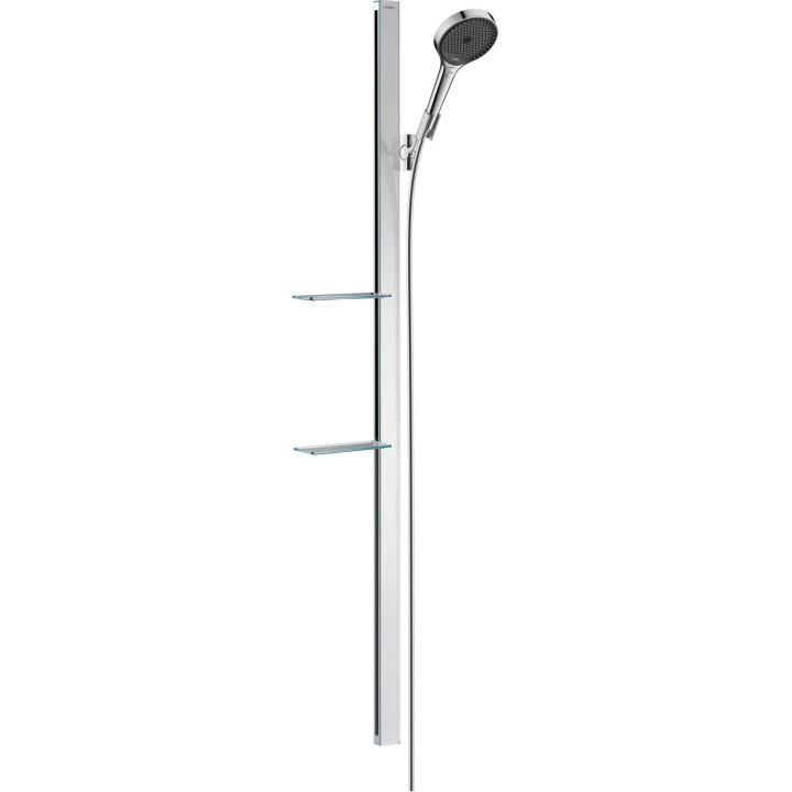 HG Rainfinity Zestaw prysznicowy 130 3jet EcoSmart z drążkiem 150cm i półkami, Chrom