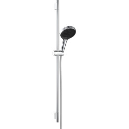 HG Rainfinity Zestaw prysznicowy 130 3jet z drążkiem S Puro 90 cm PushSlider i tekstylnym wężem Designflex 160 cm, Chrom