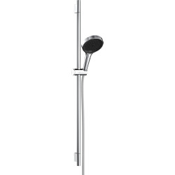 HG Rainfinity Zestaw prysznicowy 130 3jet z drążkiem S Puro 90 cm PushSlider i tekstylnym wężem Designflex 160 cm, Chrom
