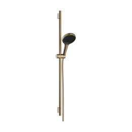 HG Rainfinity Zestaw prysznicowy 130 3jet z drążkiem S Puro 90 cm PushSlider i tekstylnym wężem Designflex 160 cm, Brąz Szczotko