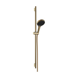 HG Rainfinity Zestaw prysznicowy 130 3jet z drążkiem S Puro 90 cm PushSlider i tekstylnym wężem Designflex 160 cm, Złoty Optyczn