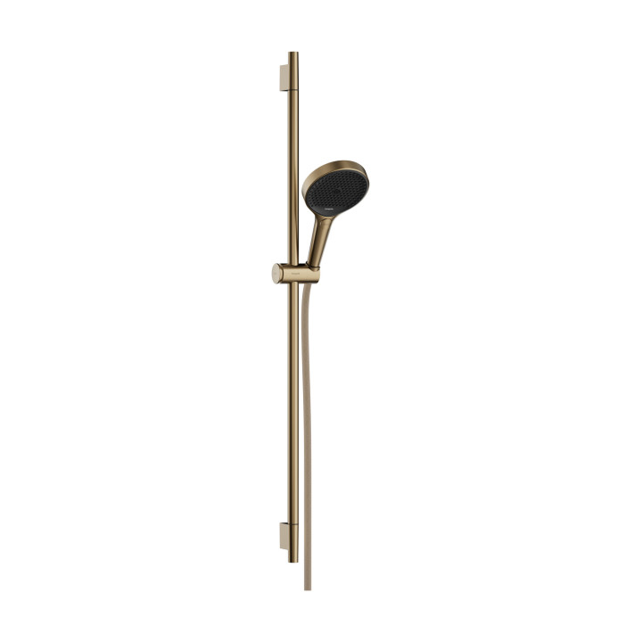 HG Rainfinity Zestaw prysznicowy 130 3jet EcoSmart z drążkiem S Puro 90 cm PushSlider i tekstylnym wężem Designflex 160 cm, Brąz