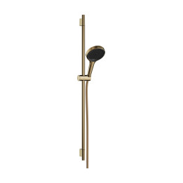 HG Rainfinity Zestaw prysznicowy 130 3jet EcoSmart z drążkiem S Puro 90 cm PushSlider i tekstylnym wężem Designflex 160 cm, Złot