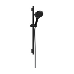HG Rainfinity Zestaw prysznicowy 130 3jet z drążkiem S Puro 65 cm PushSlider i tekstylnym wężem Designflex 160 cm, Czarny Matowy