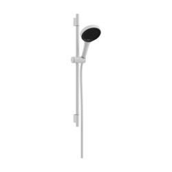 HG Rainfinity Zestaw prysznicowy 130 3jet z drążkiem S Puro 65 cm PushSlider i tekstylnym wężem Designflex 160 cm, Biały Matowy