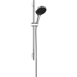 HG Rainfinity Zestaw prysznicowy 130 3jet EcoSmart z drążkiem S Puro 65 cm PushSlider i tekstylnym wężem Designflex 160 cm, Chro