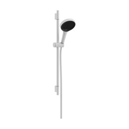 HG Rainfinity Zestaw prysznicowy 130 3jet EcoSmart z drążkiem S Puro 65 cm PushSlider i tekstylnym wężem Designflex 160 cm, Biał