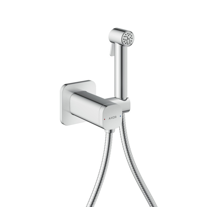 AX Bidette Showers Bidetowa główka prysznicowa Bidette 1jet z mieszaczem, uchwytem i wężem prysznicowym 1.25 m, softsquare, Chro