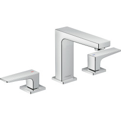 Hansgrohe Metropol 3-otworowa bateria umywalkowa 110 z uchwytami jednoramiennymi i kompletem odpływowym Push-Open, Chrom
