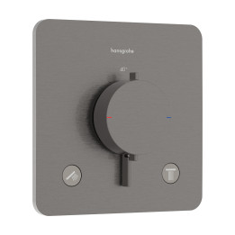 HG Ecostat Comfort Q Bateria termostatyczna do 2 odbiorników, podtynkowa, Czarny Chrom Szczotkowany