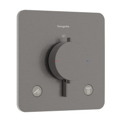 HG Ecostat Comfort Q Bateria termostatyczna do 2 odbiorników, podtynkowa, Czarny Chrom Szczotkowany