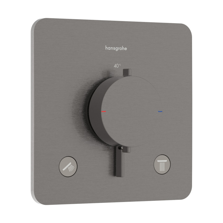 HG Ecostat Comfort Q Bateria termostatyczna do 2 odbiorników, podtynkowa, Czarny Chrom Szczotkowany