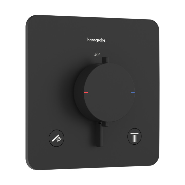HG Ecostat Comfort Q Bateria termostatyczna do 2 odbiorników, podtynkowa, Czarny Matowy